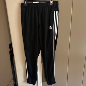 Adidas Women's Black Joggers with White Stripes